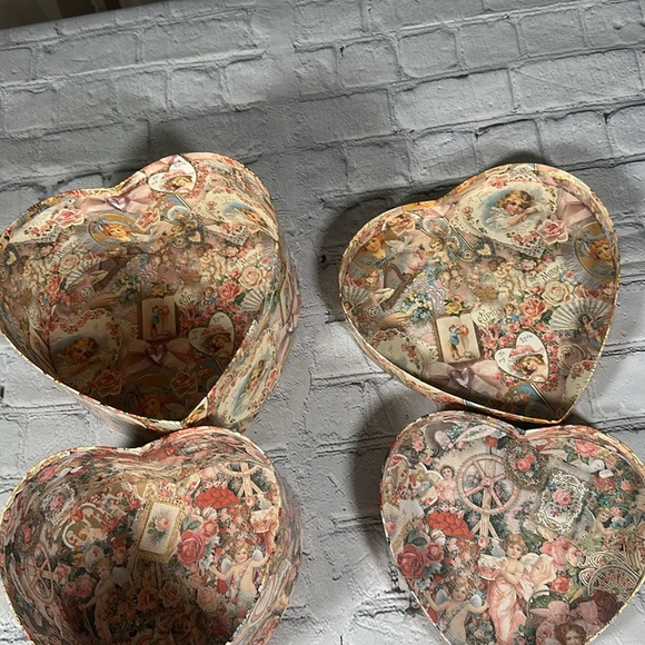 Set of 3 Heart-Shaped Floral Decorative Gift Boxes Valentine Victorian Romantic - Picture 16 of 16